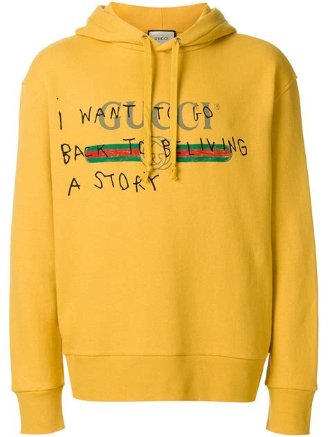 yellow gucci hoodie with writing|mr porter Gucci hoodie.